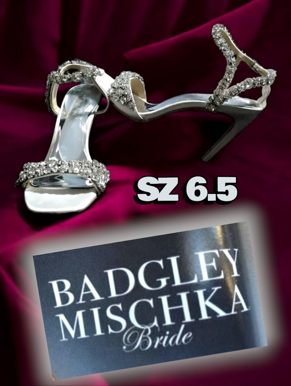 EUC Badgley Mischka Galia Crystal Ankle Strap Evening Sandal Sz 6.5